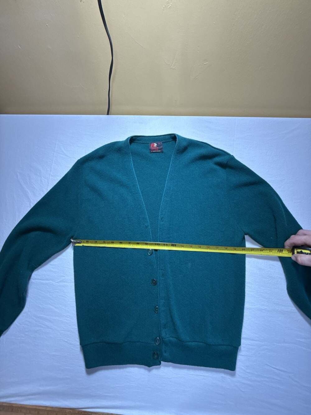 Arnold Palmer by Robert Bruce Vintage 1970s Green Acrylic Cardigan Sweater Men's